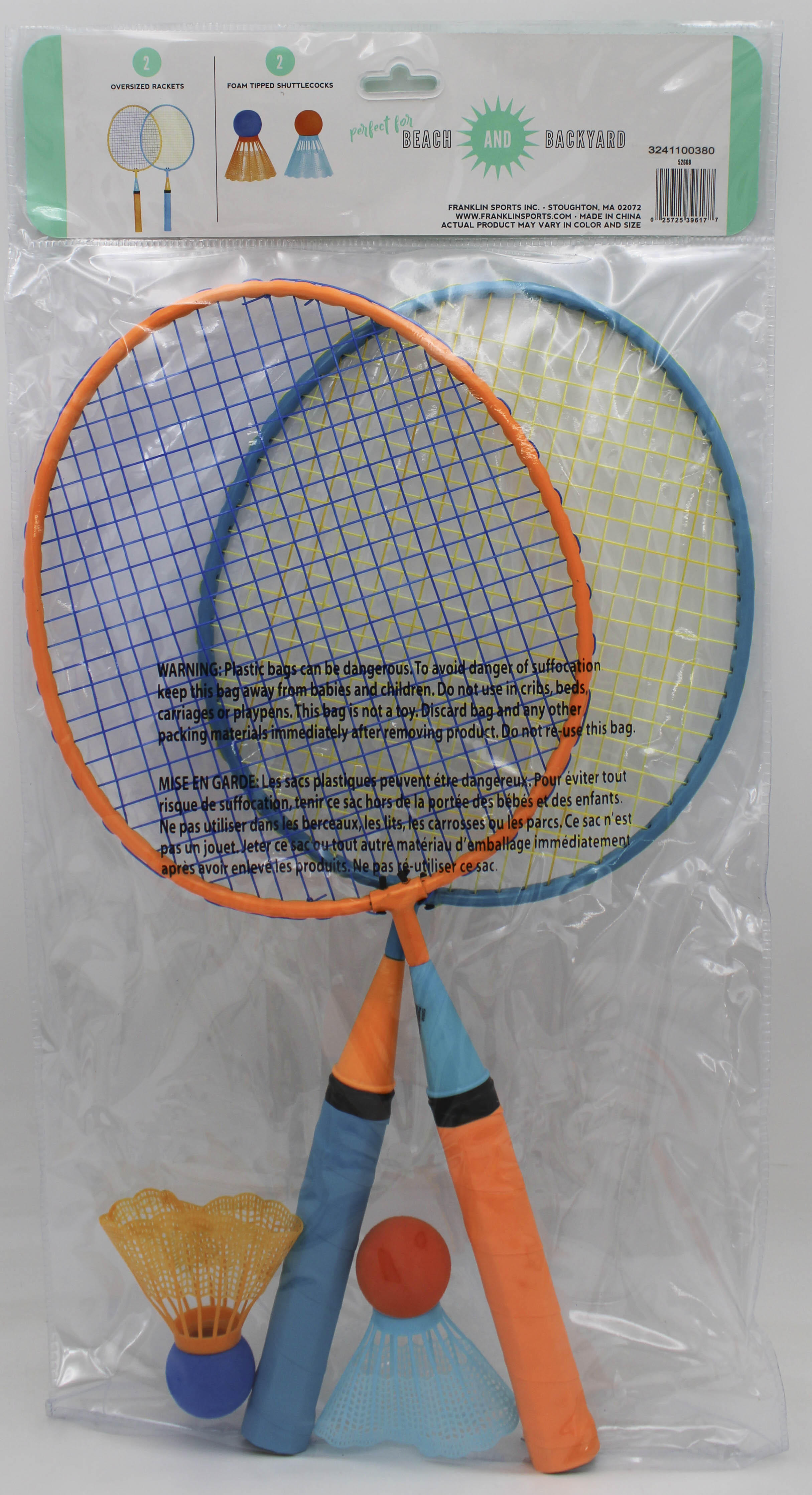 FRANKLIN SMASHMINTON SET 2 RACKETS 2 FOAM TIPPED SHUTTLE COCKS