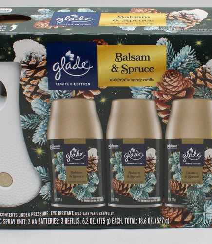 GLADE AUTOMATIC SPRAY KIT BALSAM & SPRUCE 1 SPRAYER + 3 REFILLS 6.2oz US