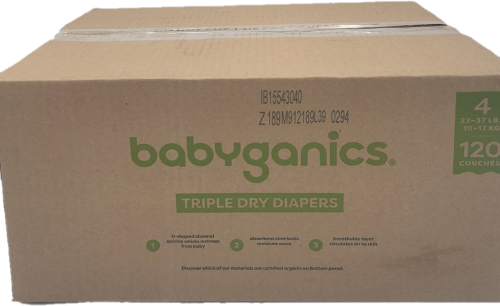 BABYGANICS BOX DIAPERS 120CT SIZE 4 US