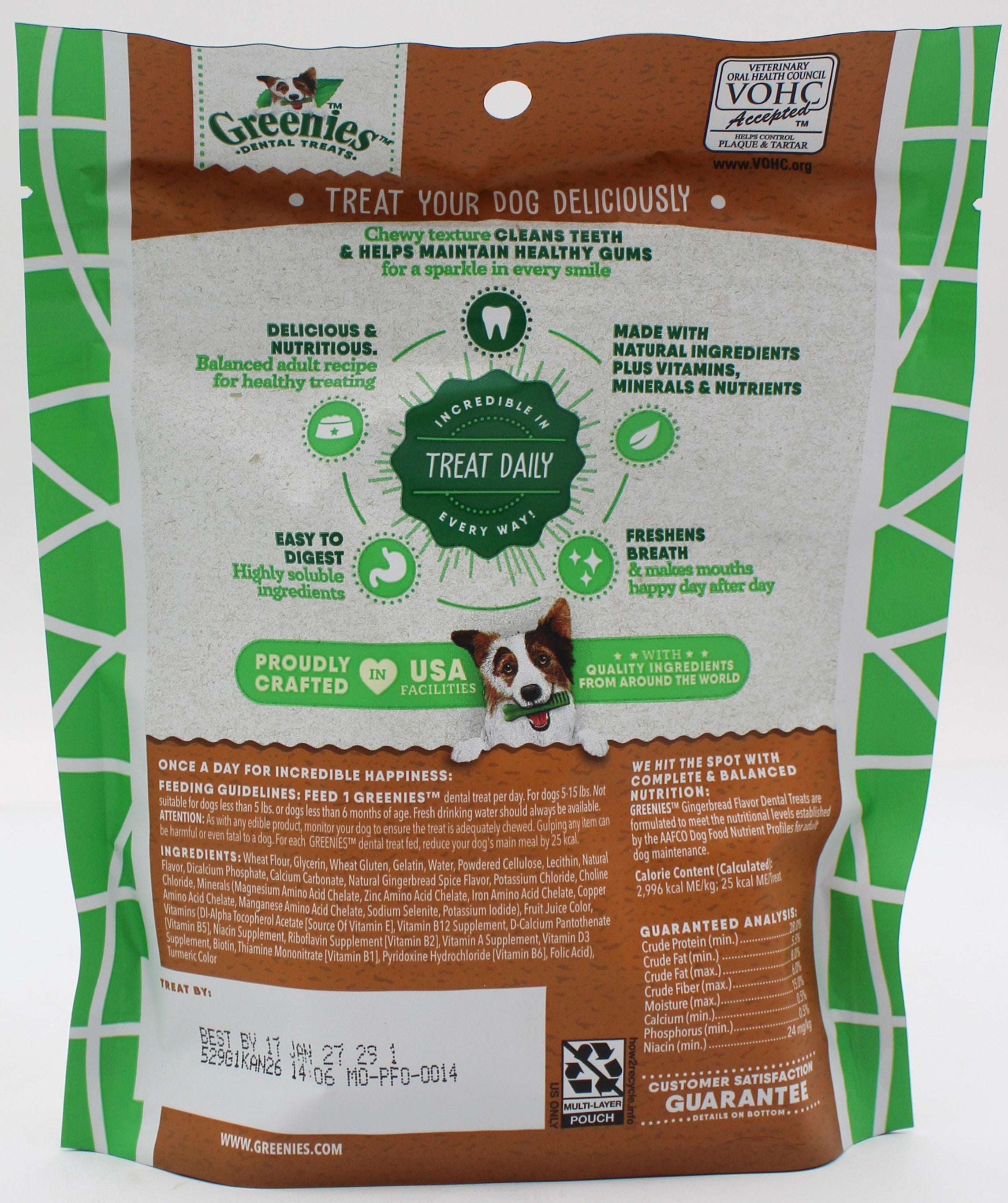 Greenies Gingerbread Teenie Dental Dog Treats 6oz 22pk BB 1/17/2027