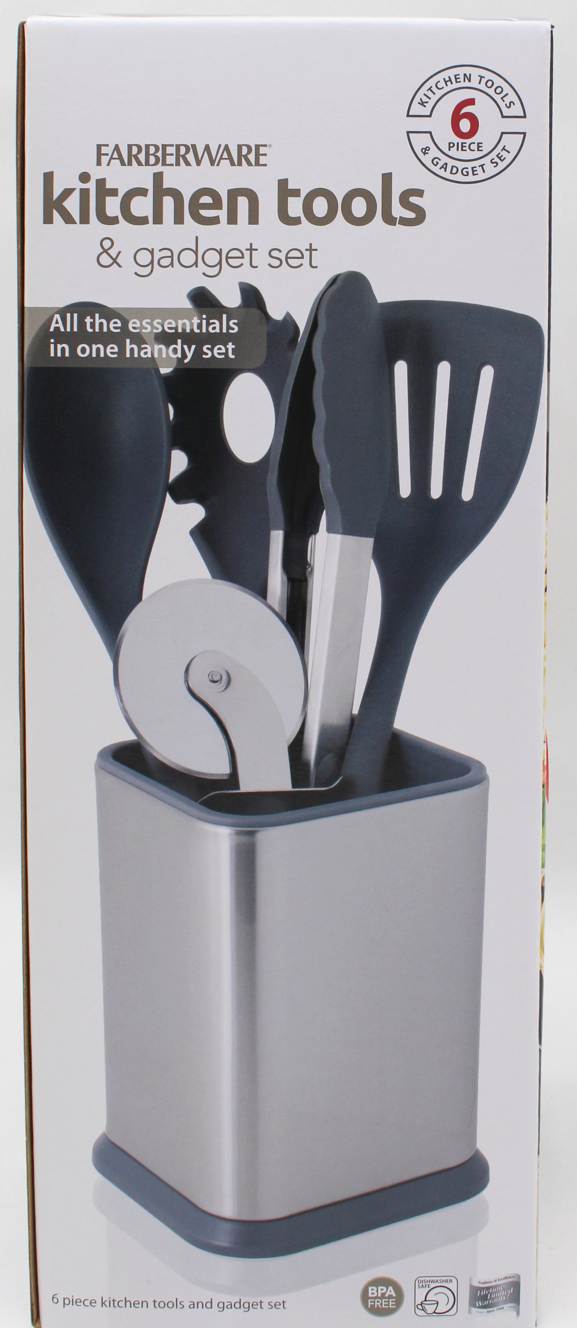 FARBERWARE PRO 6PC TOOL CROCK SET - GREY