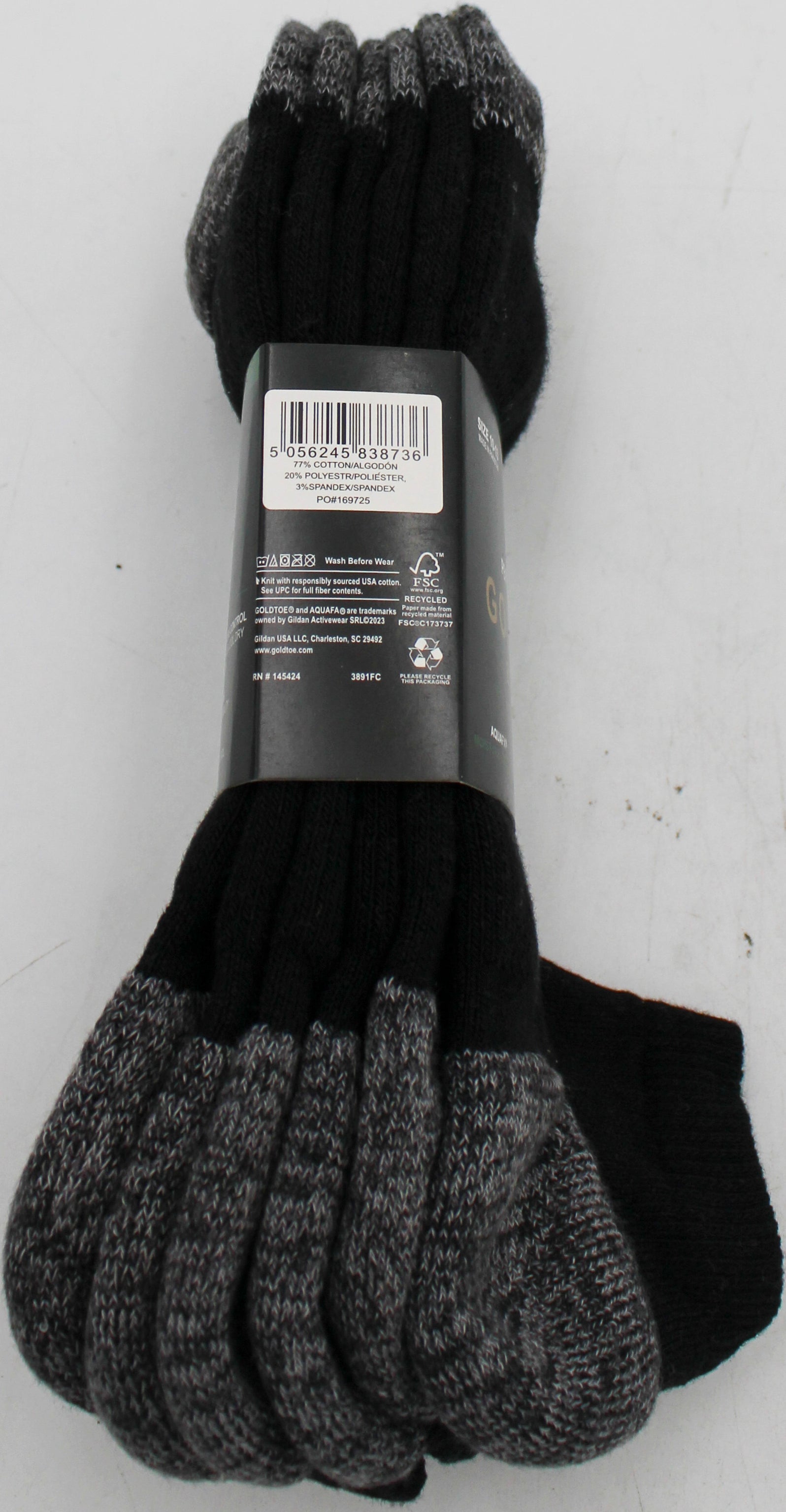 GOLDTOE 3PK MENS LOWCUT SOCKS BLACK HT SZ 10-13 NI