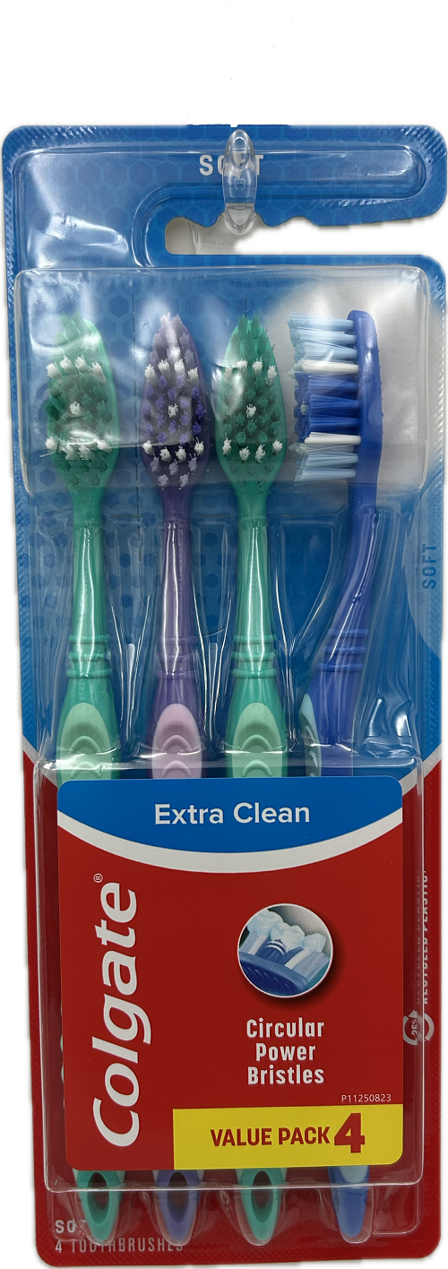 COLGATE EXTRA CLEAN TOOTHBRUSH FULL HEAD SOFT 4pk NI