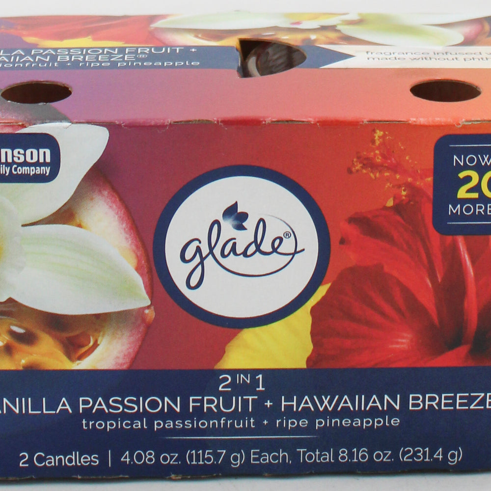 SP GLADE CANDLES 2PK 4.08oz VANILLA PASSION FRUIT+HAWAIIAN BREEZE