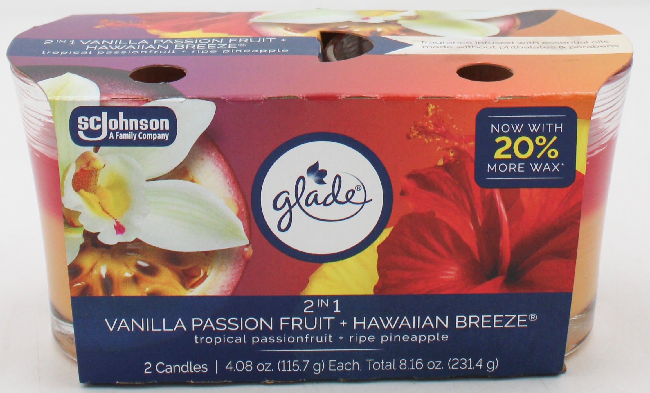 SP GLADE CANDLES 2PK 4.08oz VANILLA PASSION FRUIT+HAWAIIAN BREEZE