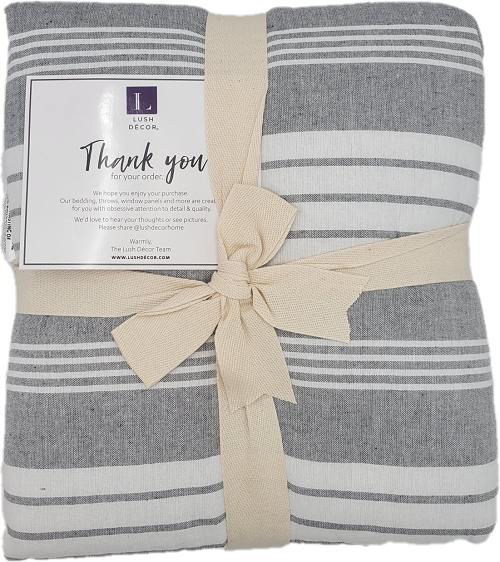 LUSH DECOR RECYCLE COTTON THROW 50"x60" FARMHOUSE YARN DYED PLAIDGRAY/WHITE PP$110.00 NO AMAZON