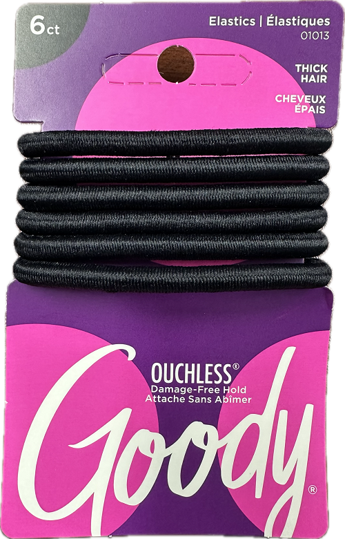 GOODY OUCHLESS ELASTICS 6CT BLACK NI