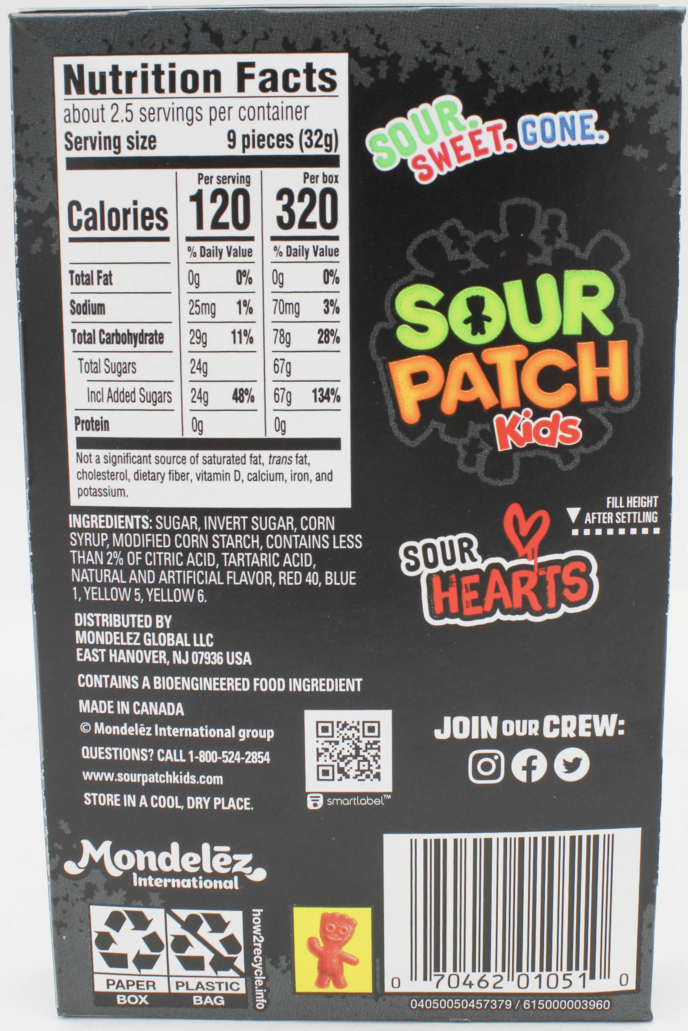 SOUR PATCH KIDS SOUR HEARTS THEATRE BOX 3.08 Oz  BB 9/21/26