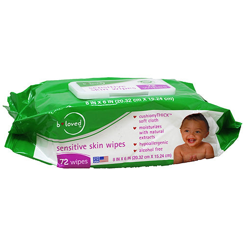 B LOVED WIPES 72CT-SENSITIVE SKIN