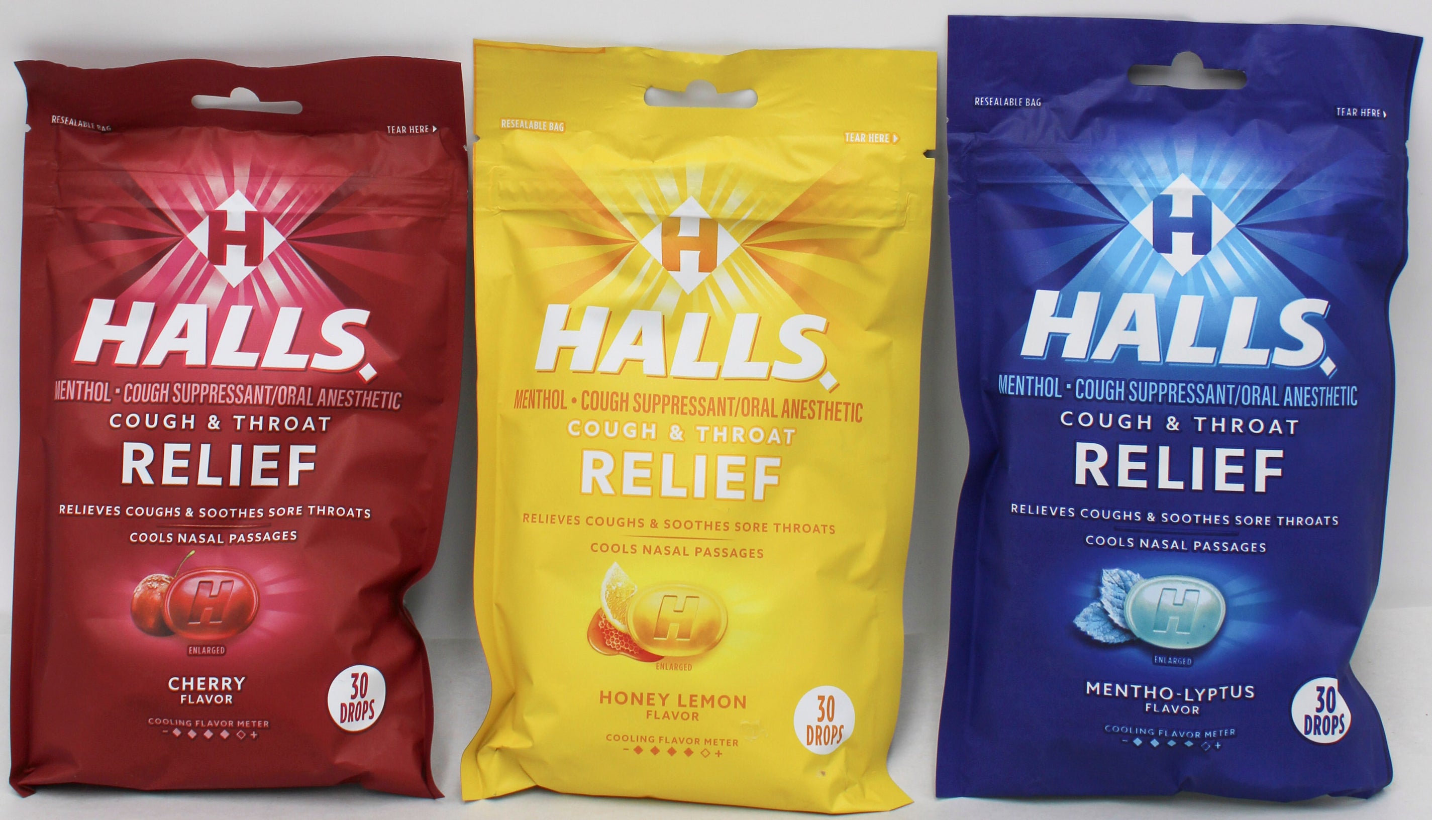 HALLS BASE BAG CLIP STRIP 30 CT EXP 1/15/27