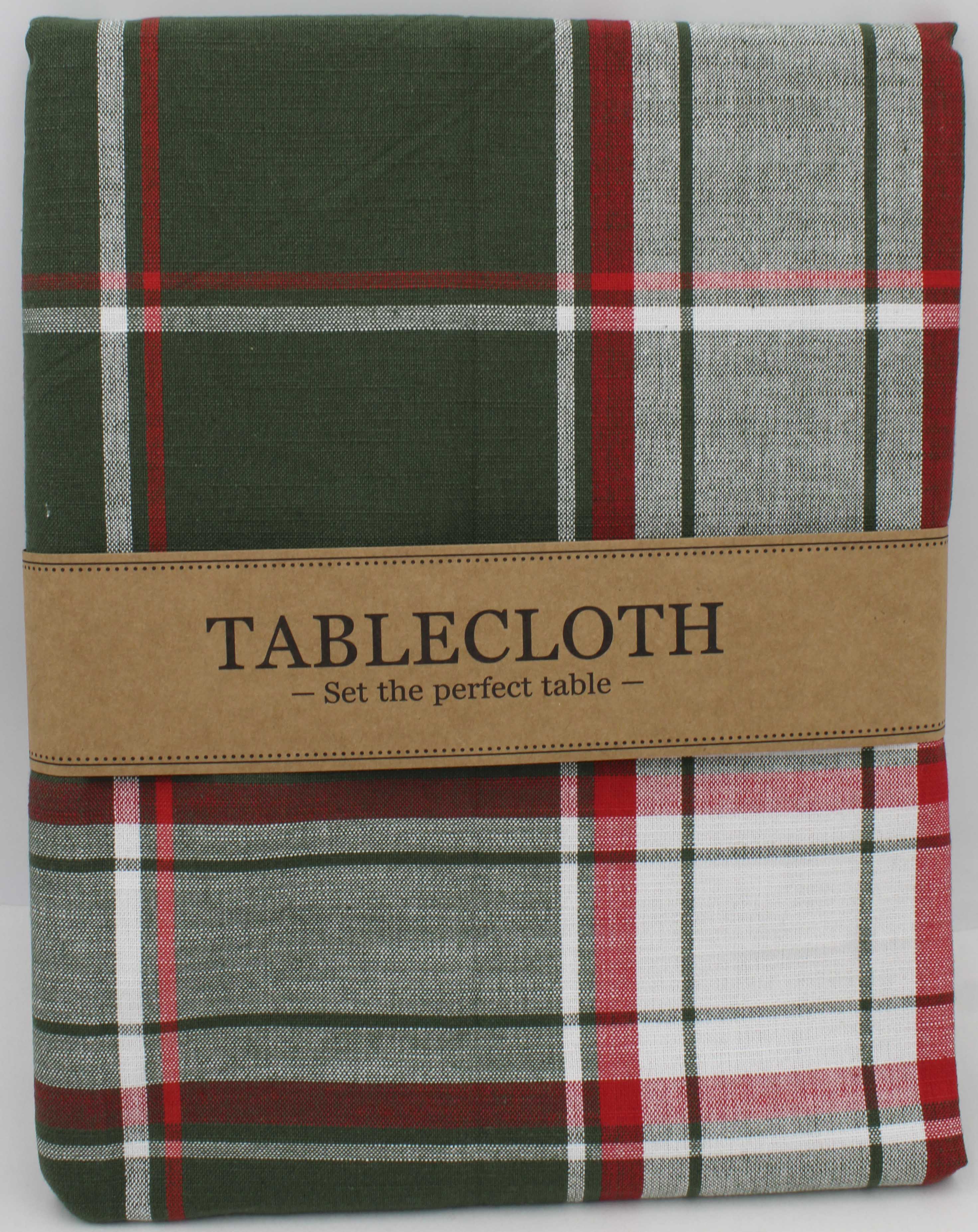 TABLECLOTH -  52 X 52 DECK THE HALLS PLAID