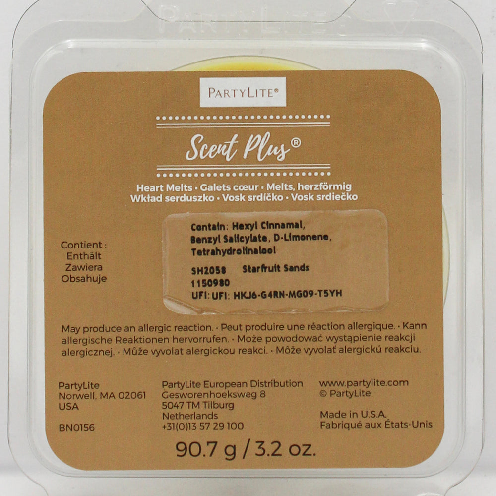 PARTYLITE STARFRUIT SANDS SCENT PLUS HEART MELTS 3.2oz