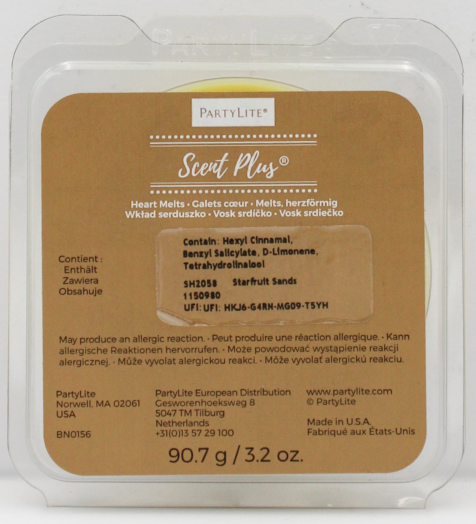 PARTYLITE STARFRUIT SANDS SCENT PLUS HEART MELTS 3.2oz