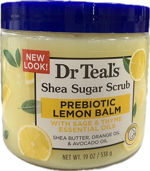 SP DR TEAL'S SHEA SUGAR SCRUB PREBIOTIC LEMON BALM 19oz NI