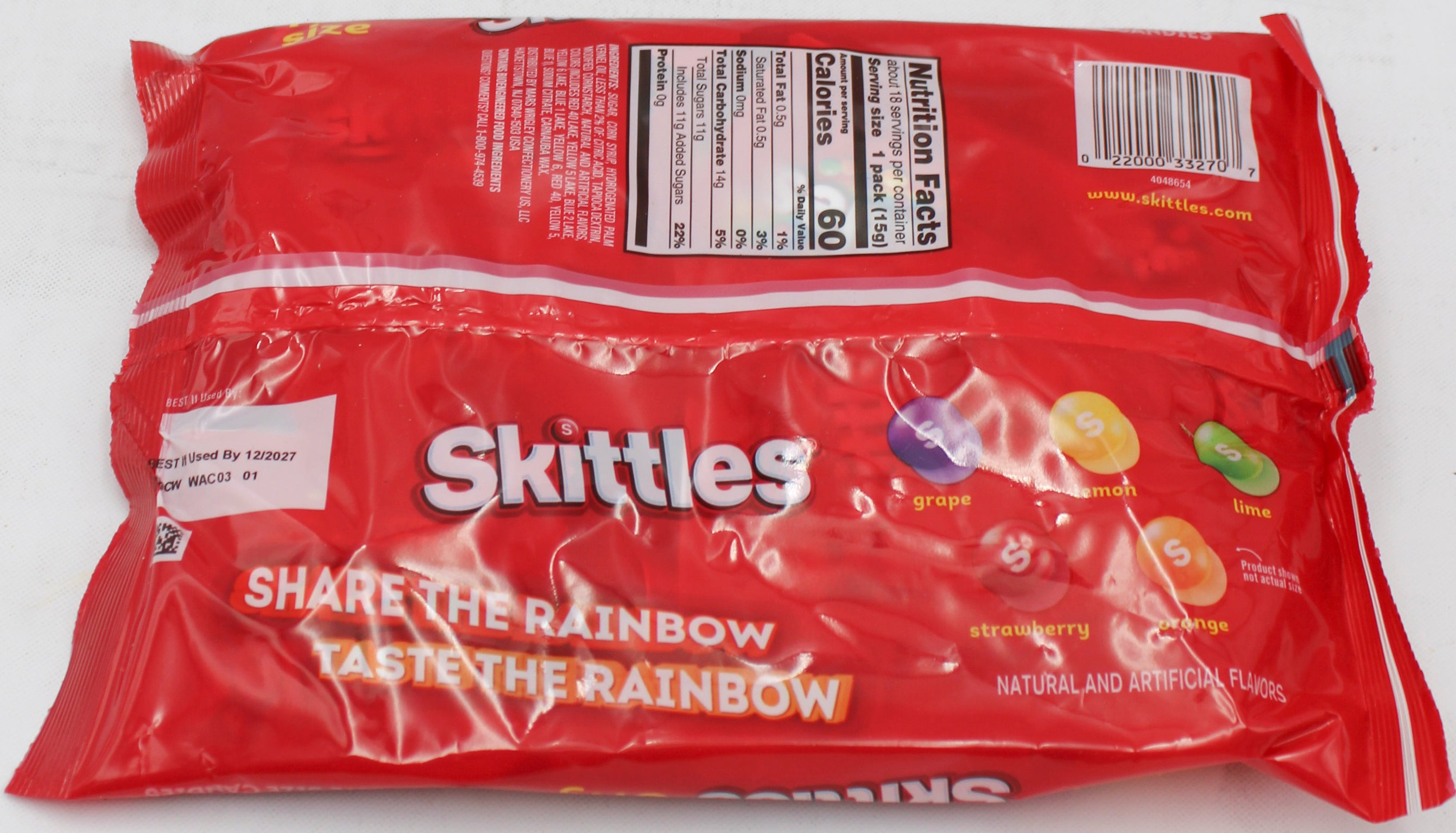 SKITTLES ORIGINAL HALLOWEEN FUN SIZE CANDY 9.65oz BB 12/31/2027