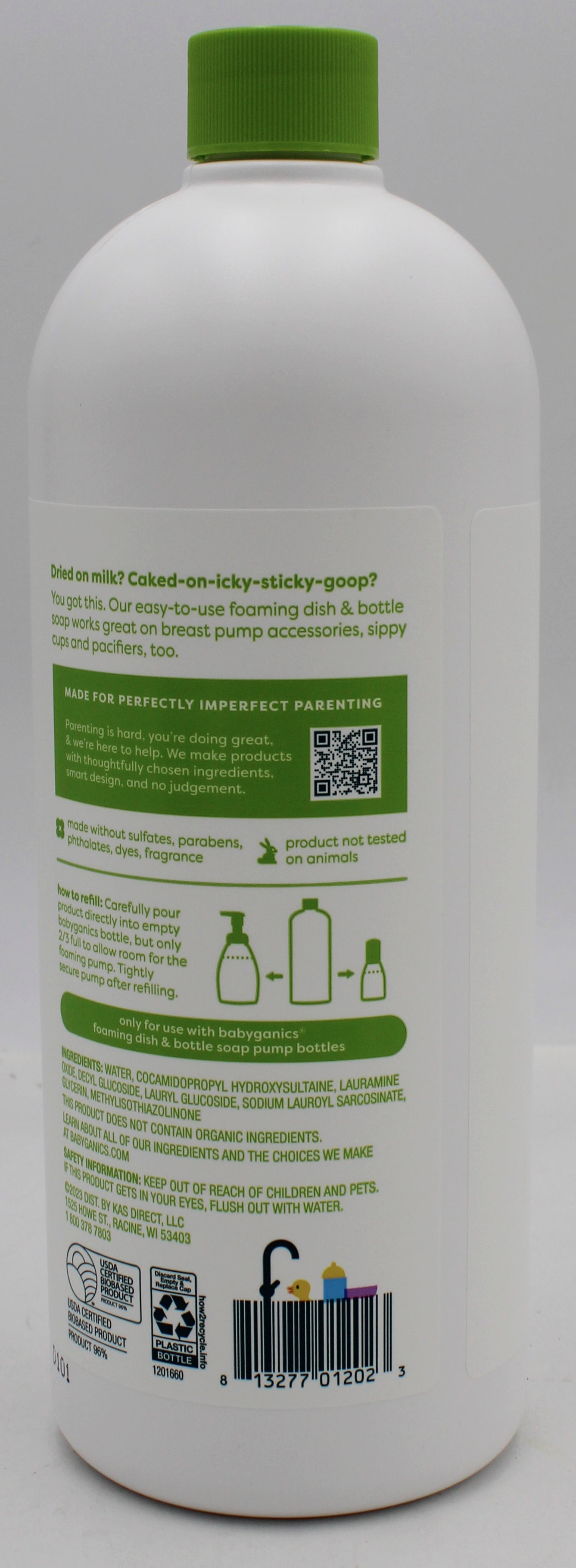BABYGANICS FOAMING DISH SOAP REFILL FRAGRANCE FREE 32oz US
