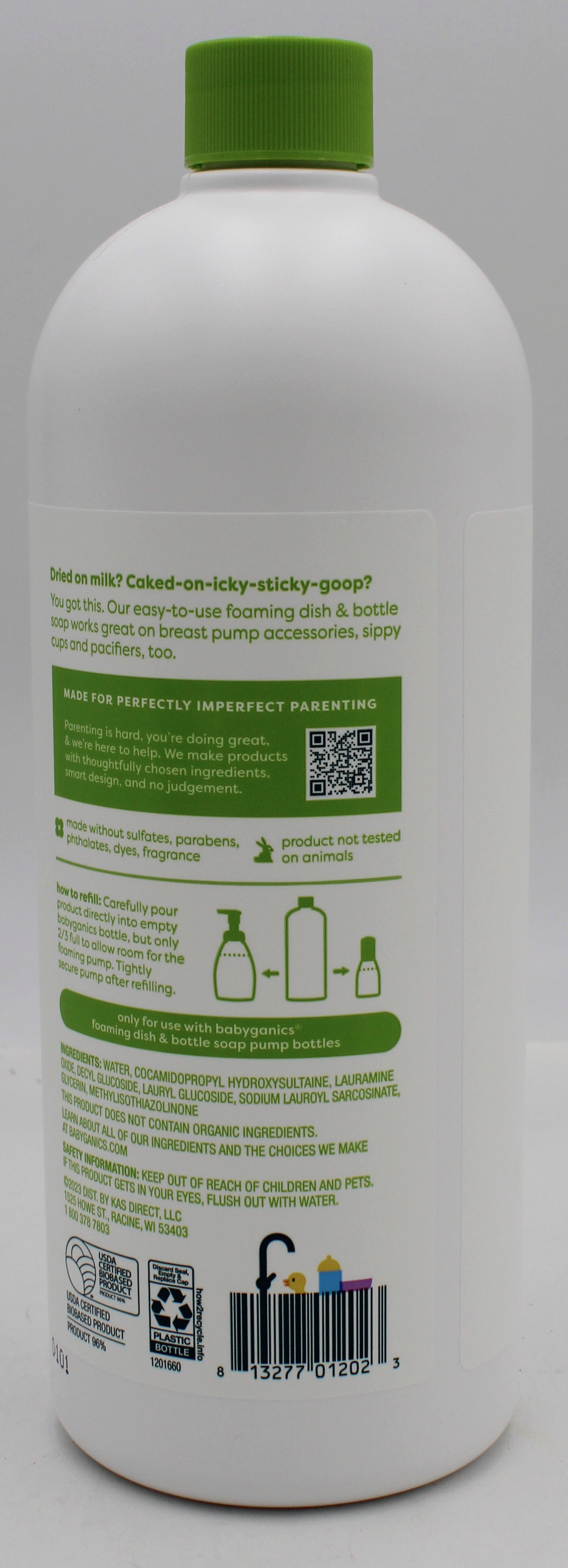 BABYGANICS FOAMING DISH SOAP REFILL FRAGRANCE FREE 32oz US