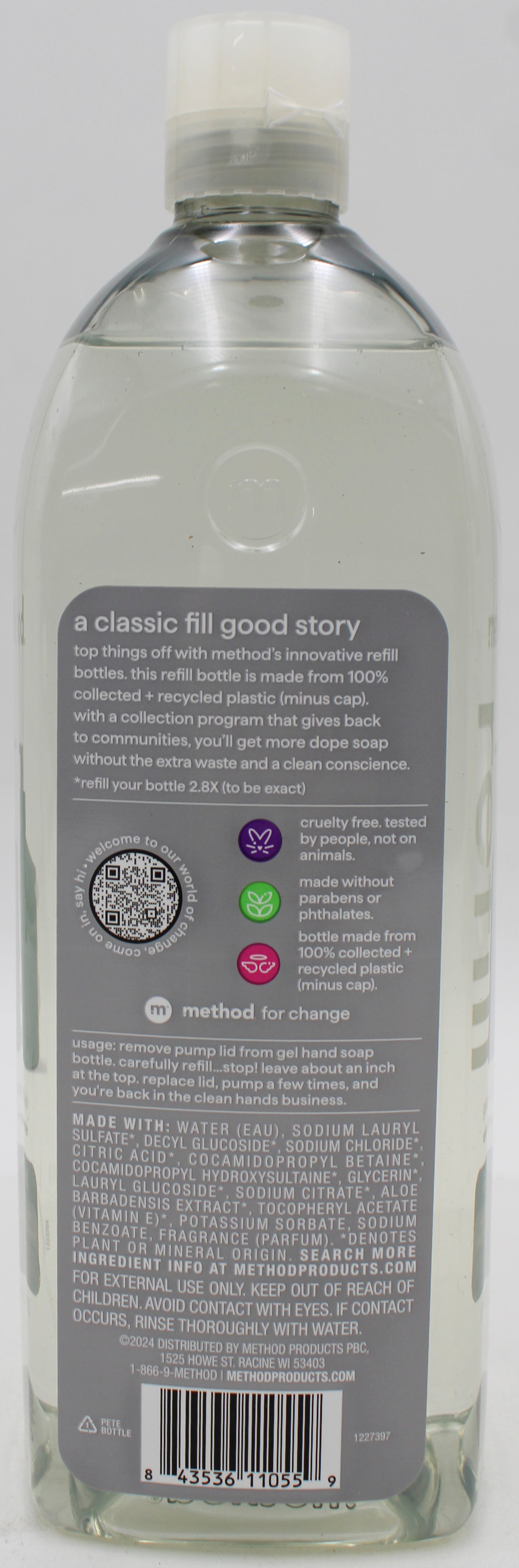 METHOD GEL HAND WASH VETIVER AMBER REFILL 34oz US
