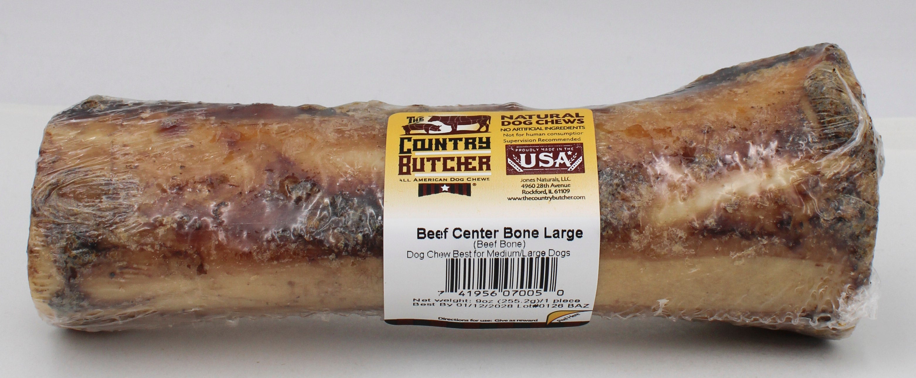 THE COUNTRY BUTCHER NATURAL DOG CHEWS CENTER BONE 7" 1CT  9ozBEEF  BB  1/12/2028