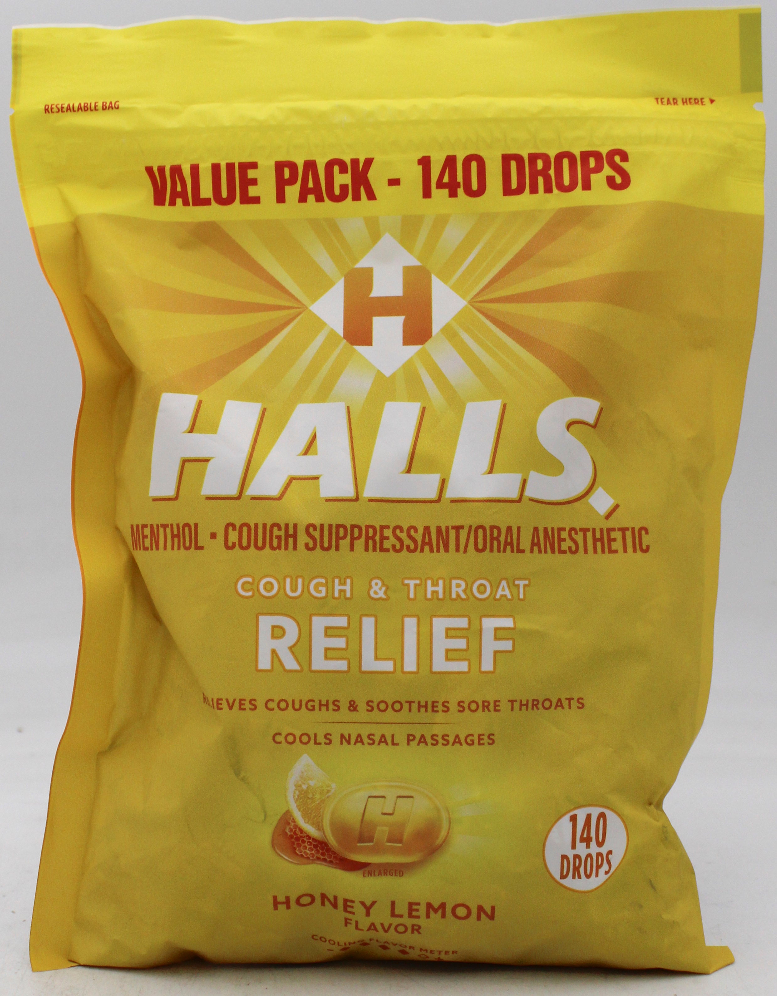 HALLS HONEY-LEMON BAG 140 pc  exp 3/15/26