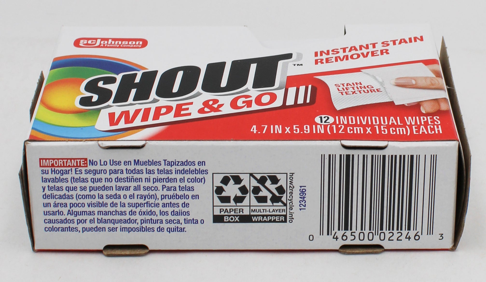 SP SHOUT WIPE A7 GO INSTANT STAIN REMOVER 12CT