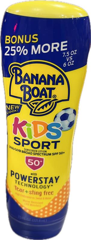 SP BANANA BOAT KIDS SPORT SPF 50+ POWERSTAY 7.5oz BN  25% MORE (EXP:2025)