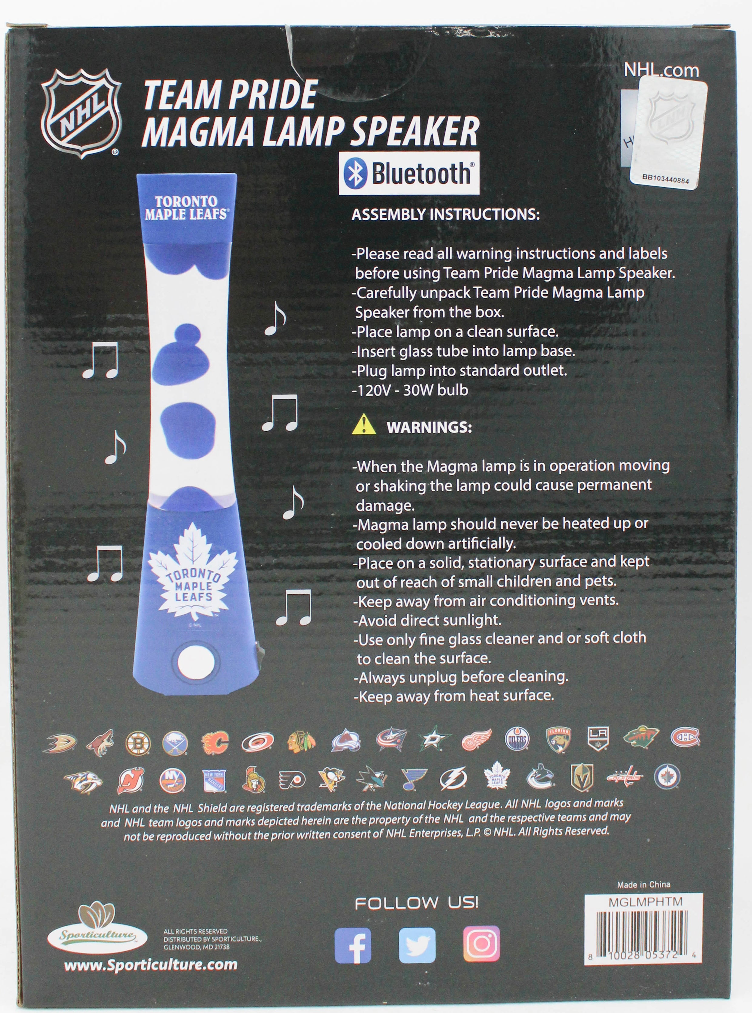 NHL TORONTO MAPLE LEAFS LAVA LAMP SPEAKER 16.5"