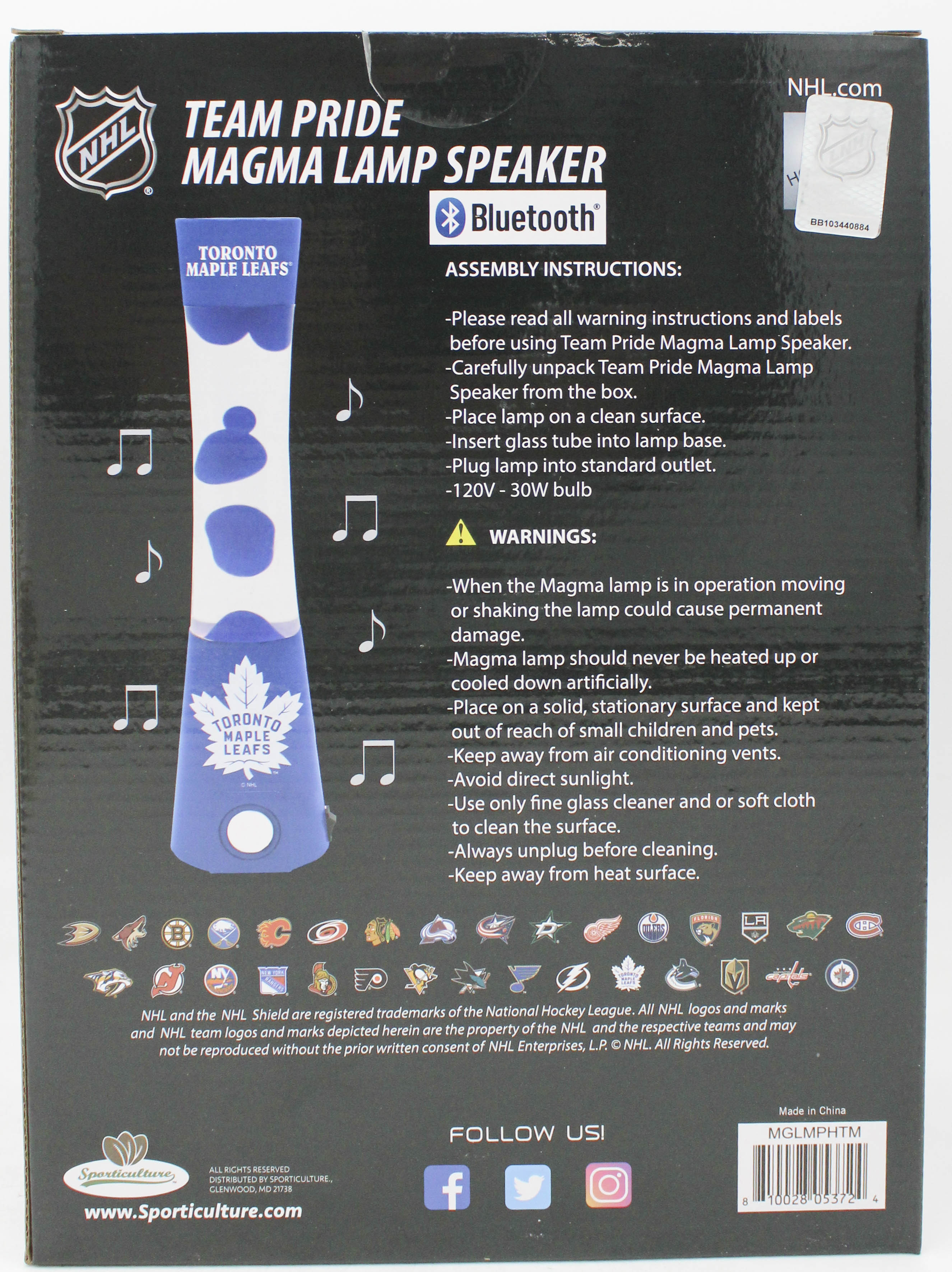 NHL TORONTO MAPLE LEAFS LAVA LAMP SPEAKER 16.5"