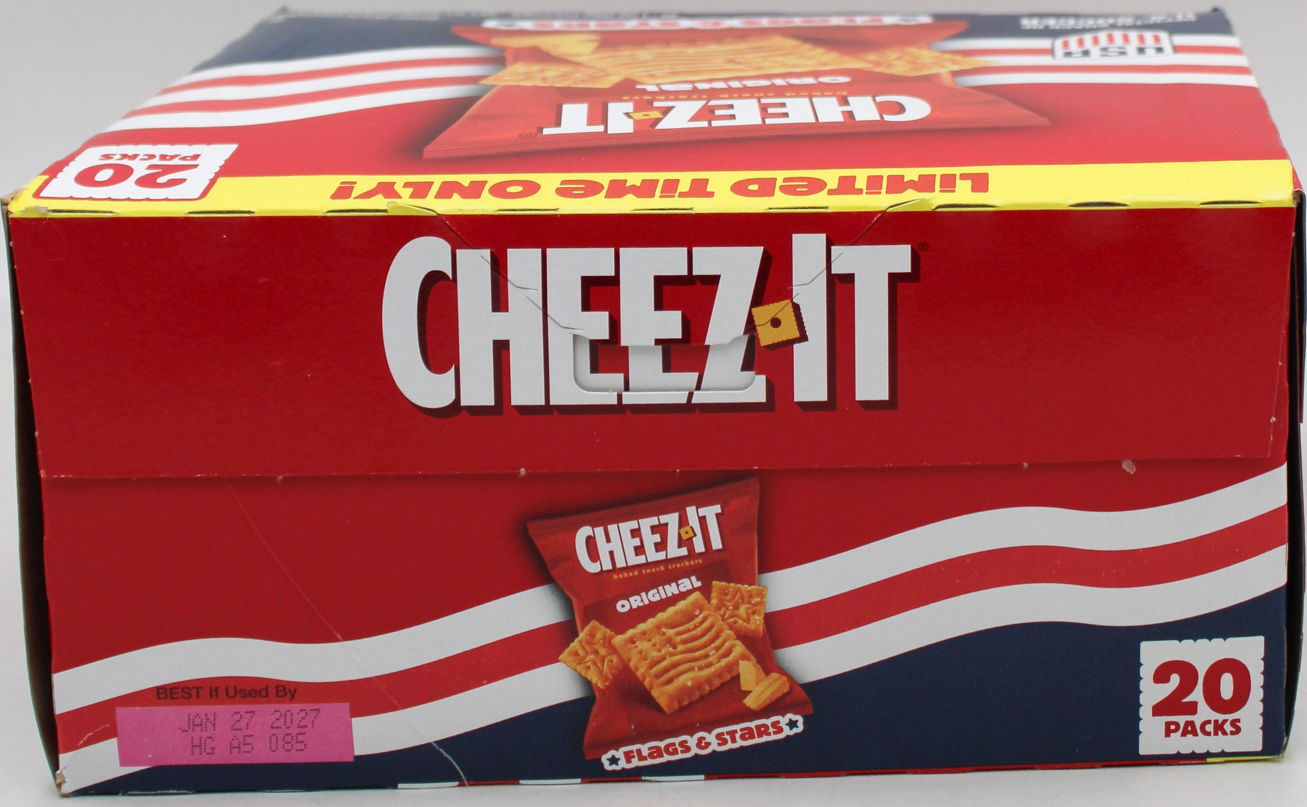 CHEEZ-IT ORIGINAL 20ct FLAGS & STARS CADDY 20 Oz BB 01/27/27 NI