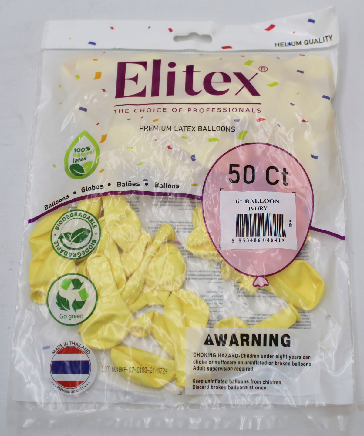 ELITEX 6" PASTEL IVORY ROUND BALLOON, 50 PACK