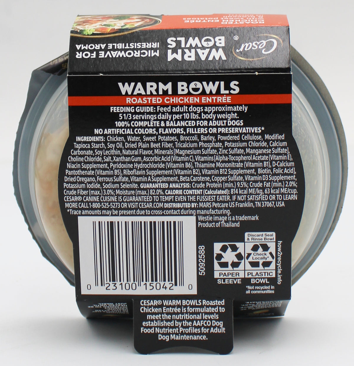 CESAR WARM BOWLS ROASTED CHICKEN FLAVOR ENTRÉE ADULT WET DOG FOOD 2.7oz. BB 3/17/2027