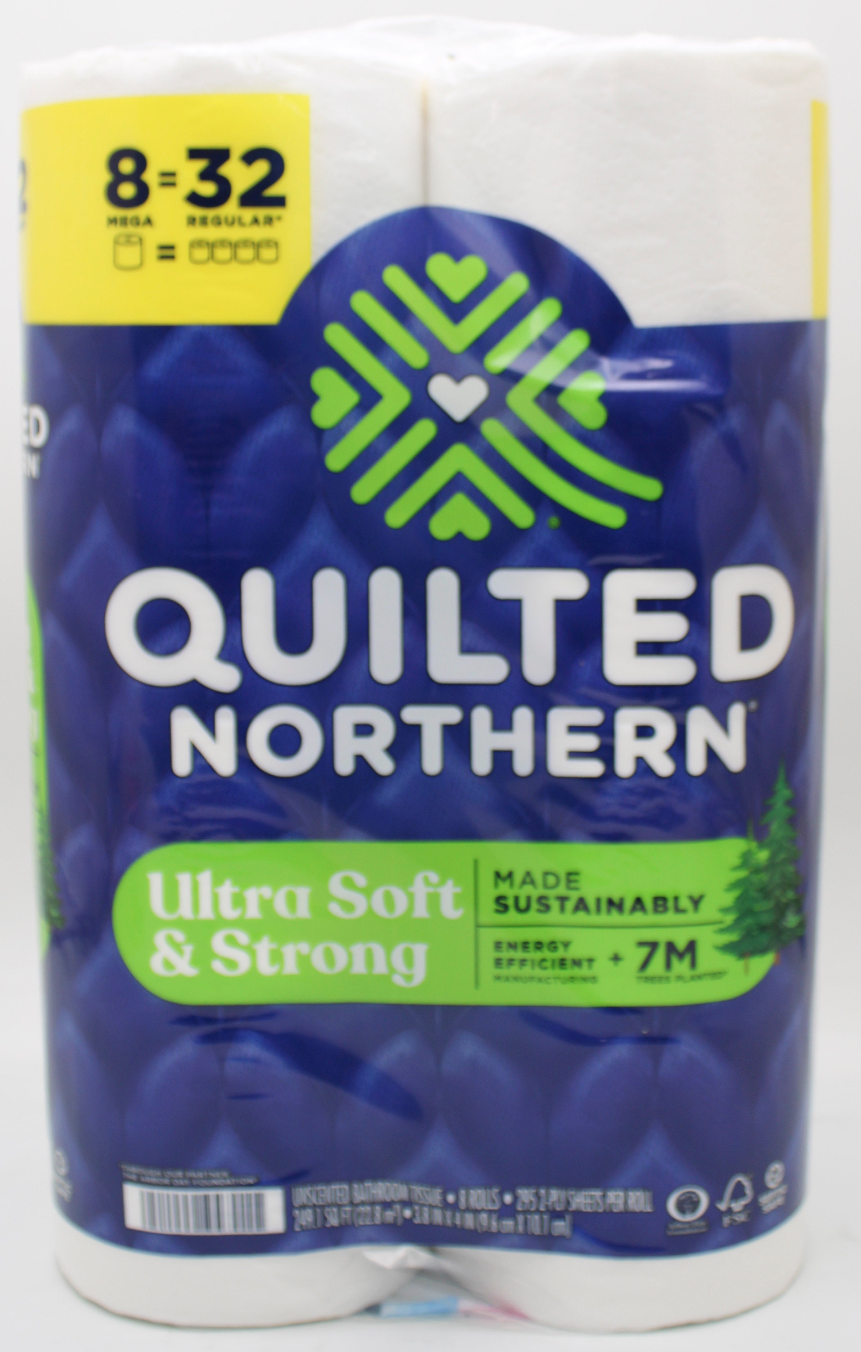 8 MEGA ROLL ULTRA SOFT AND STRONG QUILTED NORTHERN TOILET PAPER