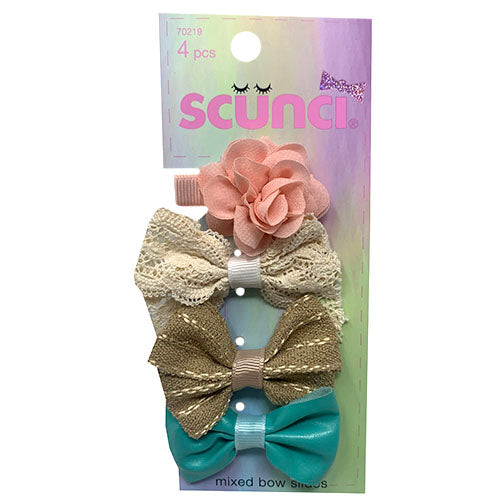 Scunci Mixed Hair Bow Slides 4ct Wholesale Pack