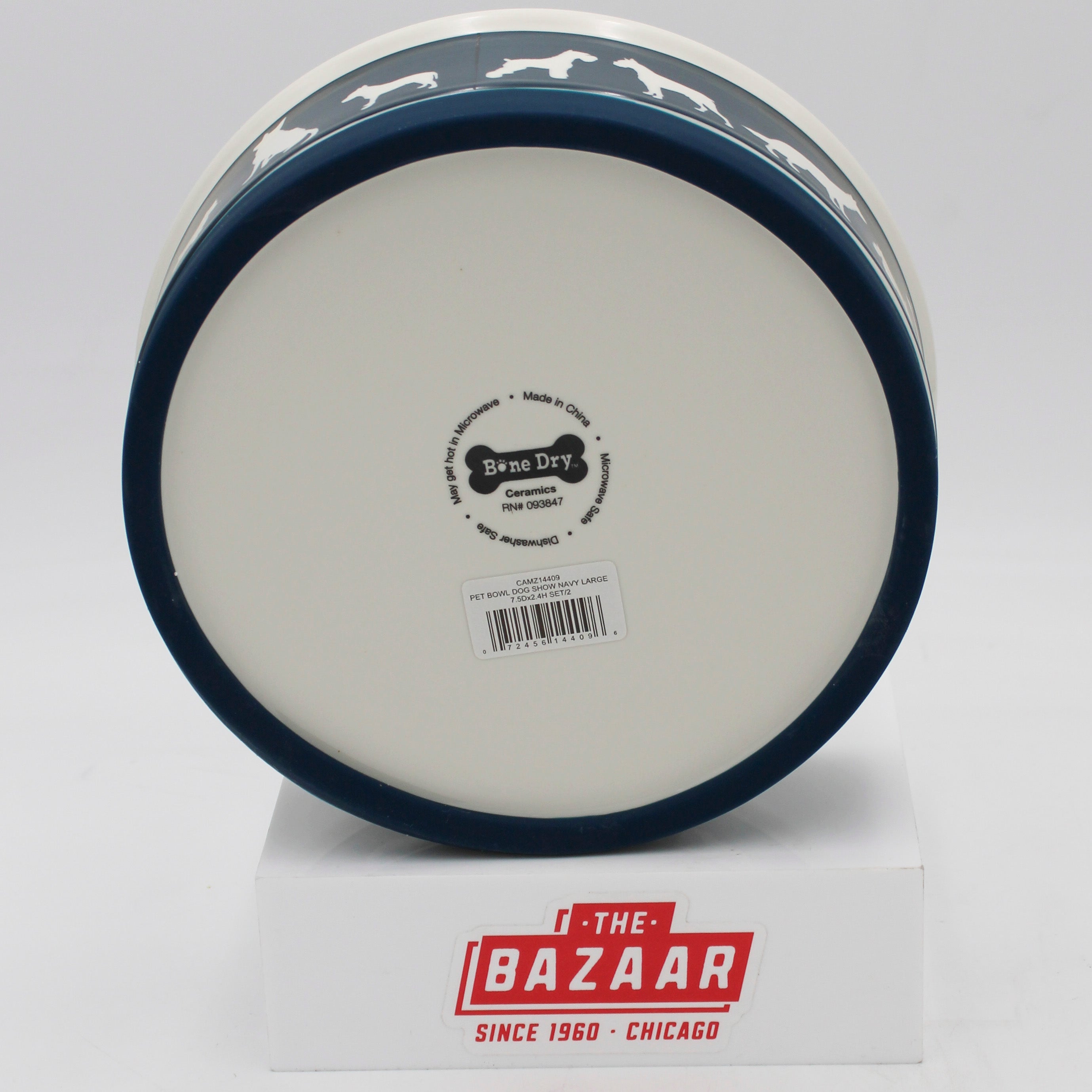 PET BOWL - DOG SHOW NAVY - LARGE 7.5Dx2.4H