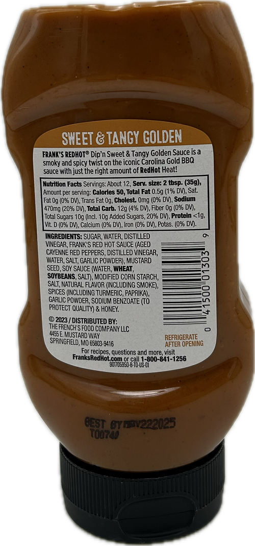 FRANKS REDHOT SWEET & TANGY GOLDEN DIP'N SAUCE 12floz 5/22/2025