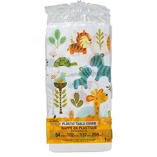 HAPPI JUNGLE PLASTIC TABLE COVER-1CT/54inX102in