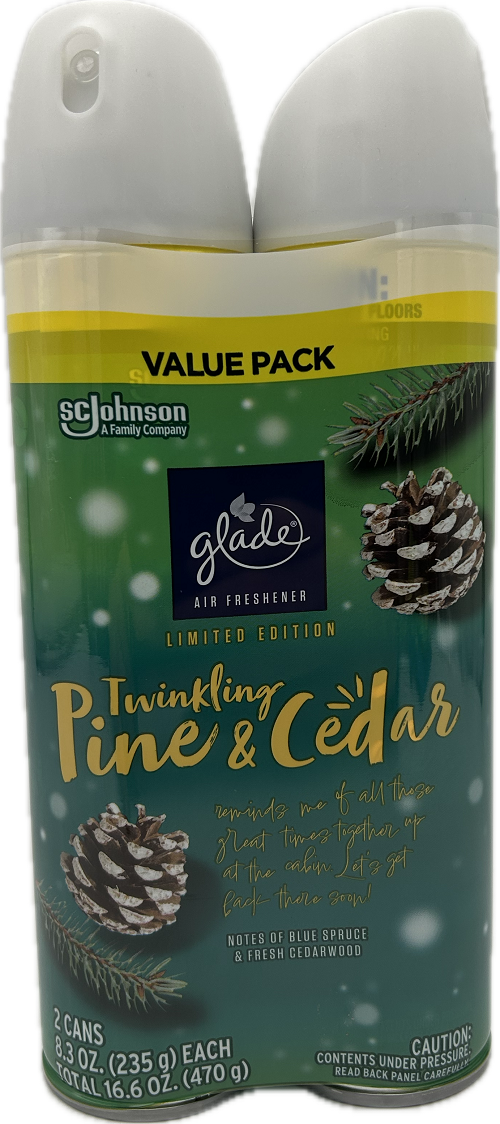 GLADE AIR FRESHENER SPRAY TWINKLING PINE & CEDAR 2ct 8.3oz US