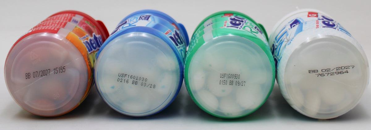 MENTOS GUM 4-FLAVOR CURVY BOTTLE, 48-UNIT FLOOR DISPLAY BB 2/1/27 NI