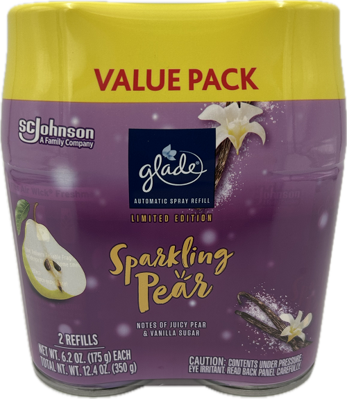 GLADE AUTOMATIC SPARKLING PEAR 2 REFILLS 6.2oz US