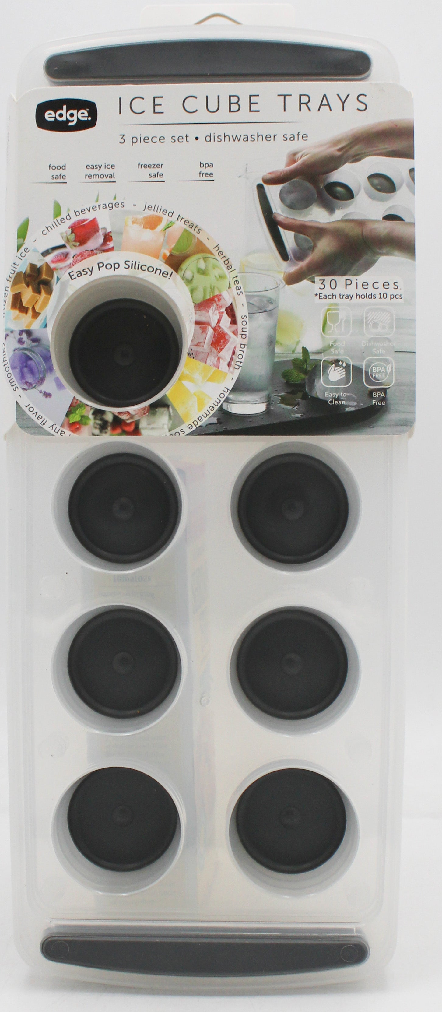 EDGE 3PK JUMBO ROUND POP OUT ICE PACK TRAY