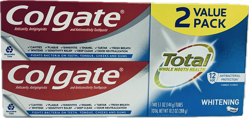 COLGATE TOTAL TOOTHPASTE2PK 5.1oz WHITENING EXP 10/31/24 NI