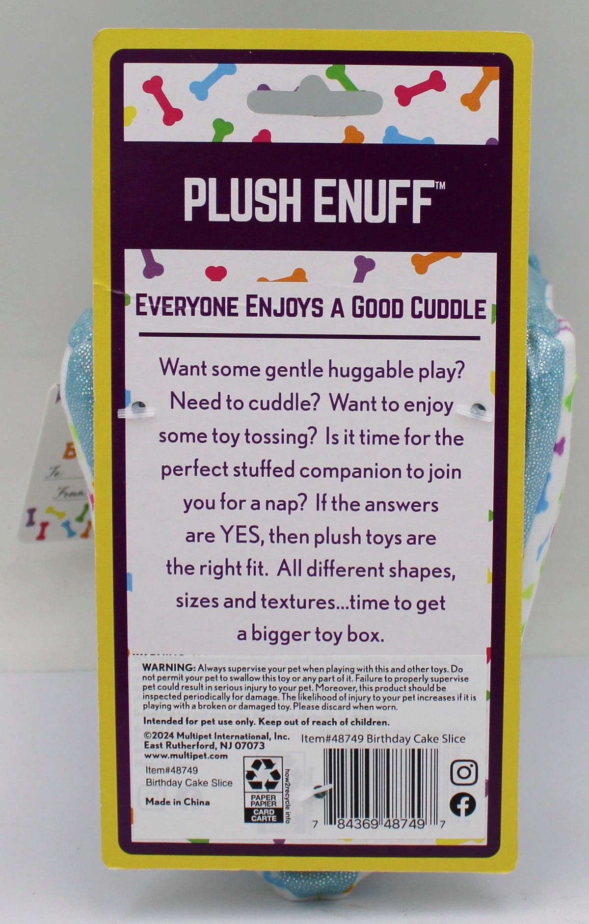 MULTIPET 6" PLUSH BIRTHDAY CAKE SLICE DOG TOY W/CRINKLE & SQUEAKER