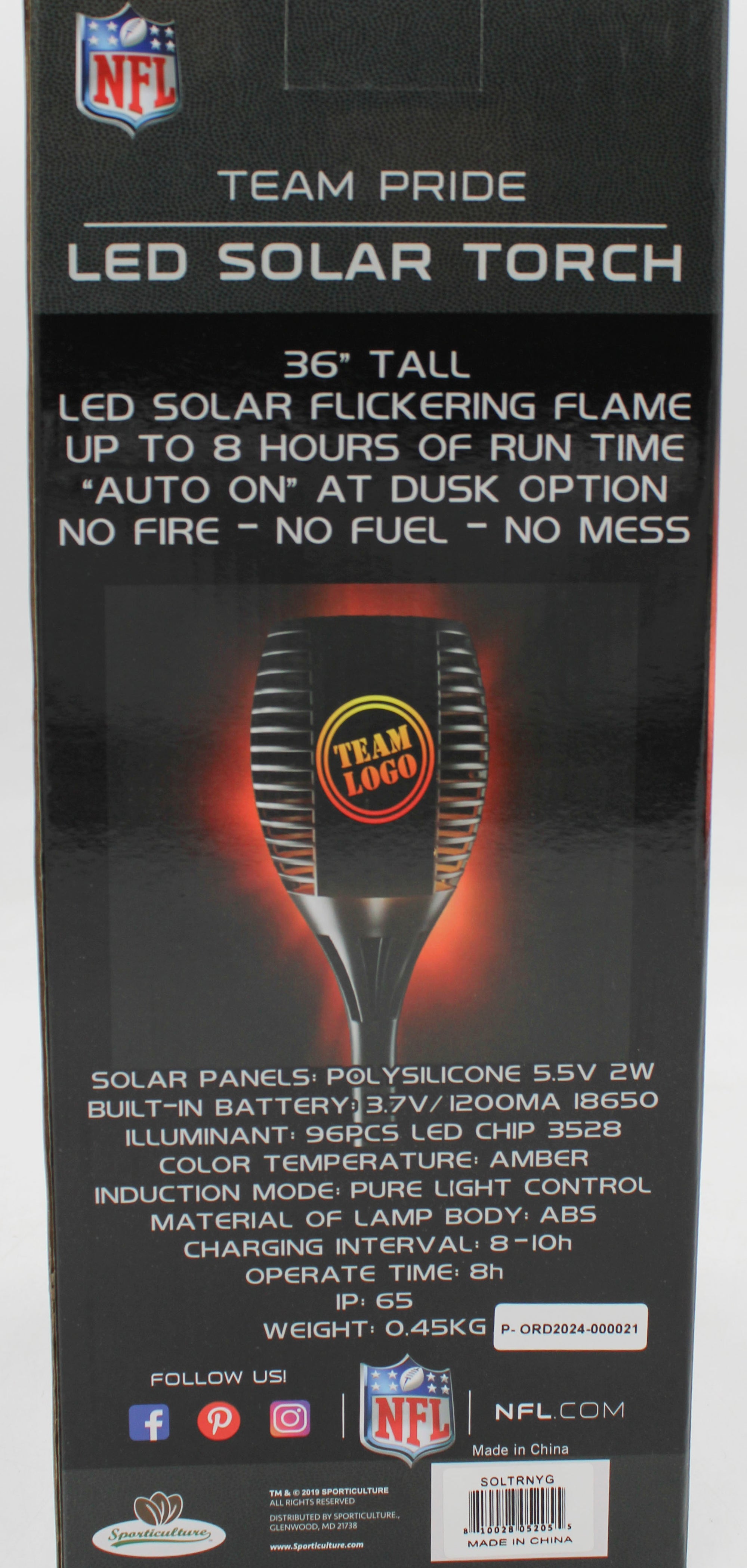 NEW YORK GIANTS LED SOLAR TORCH  36"