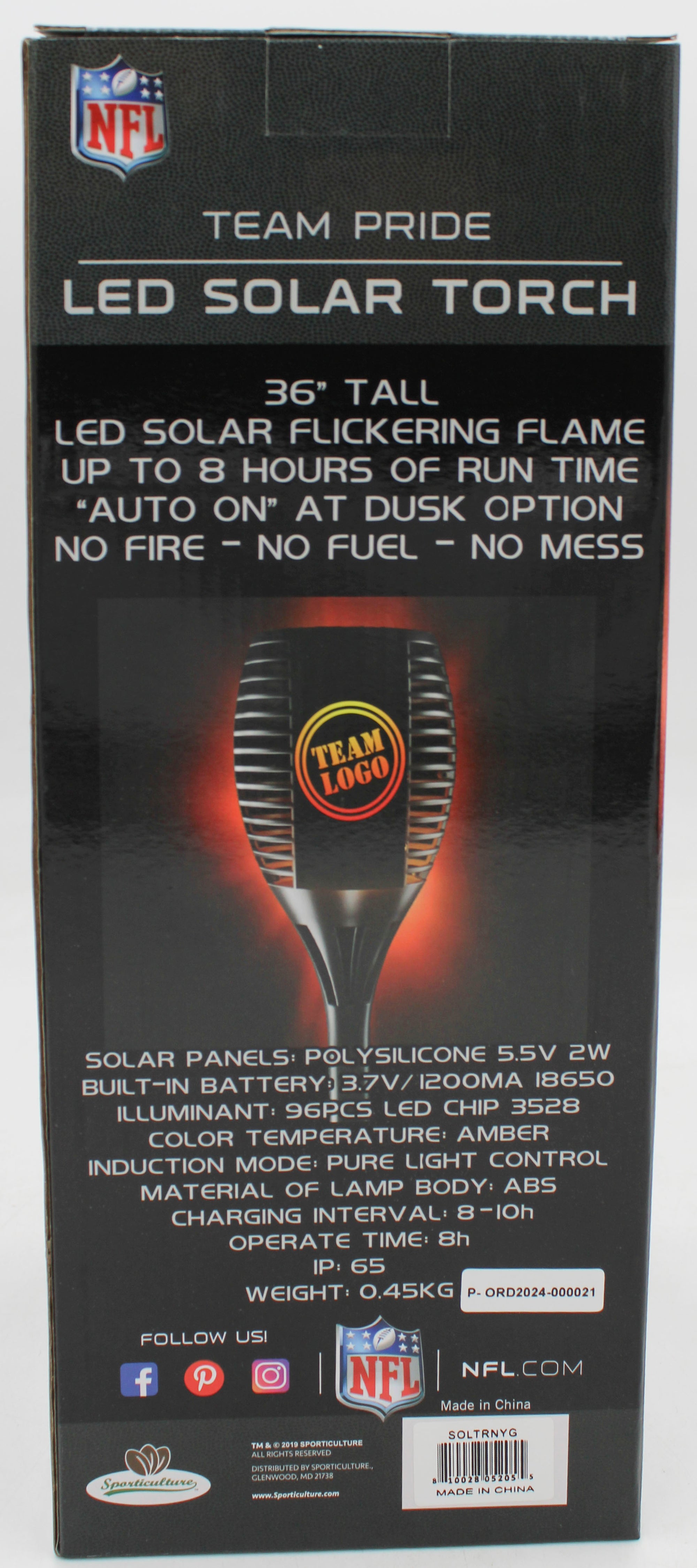 NEW YORK GIANTS LED SOLAR TORCH  36"
