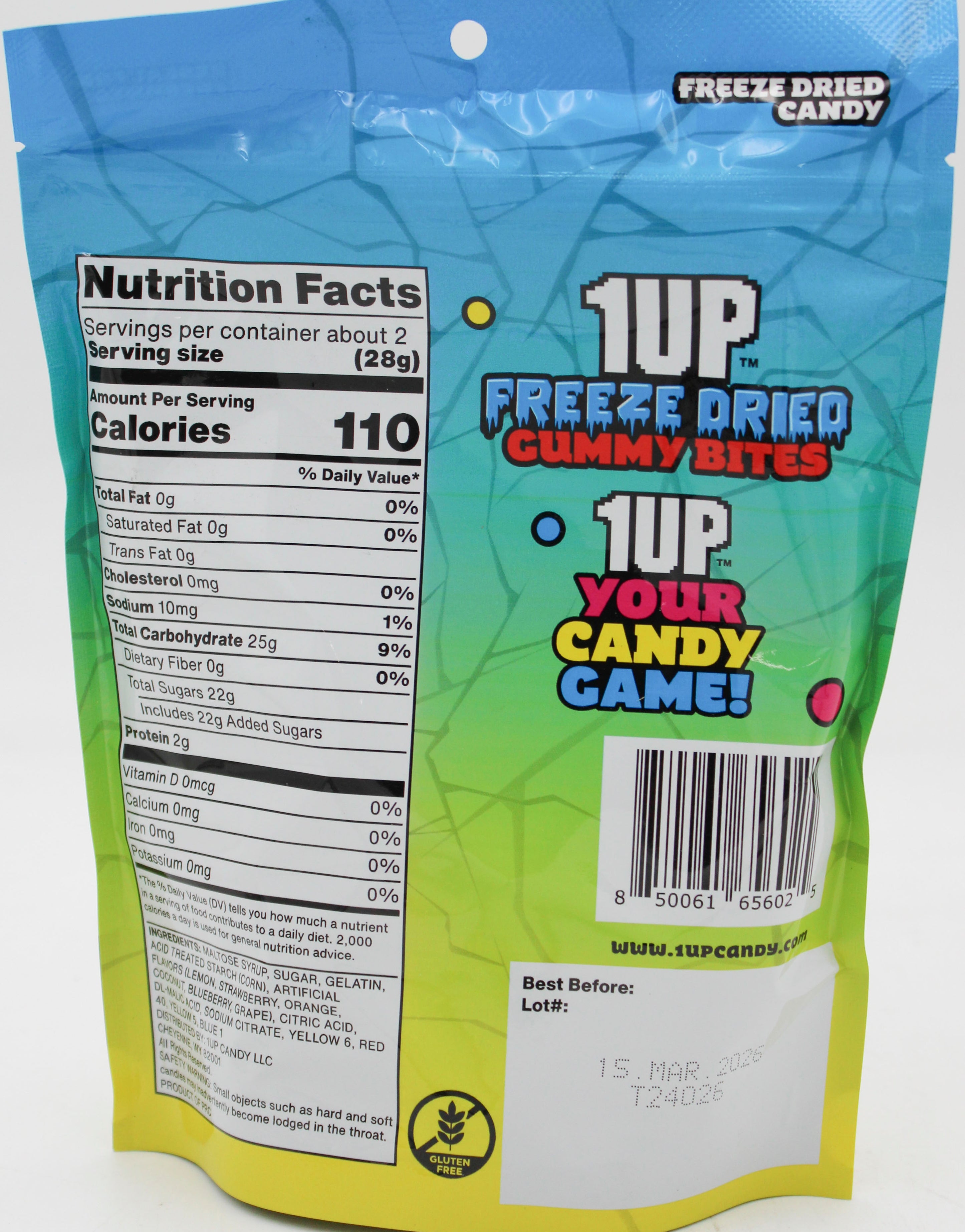 1UP FREEZE DRIED GUMMY BITES 2 oz BB  3/15/26