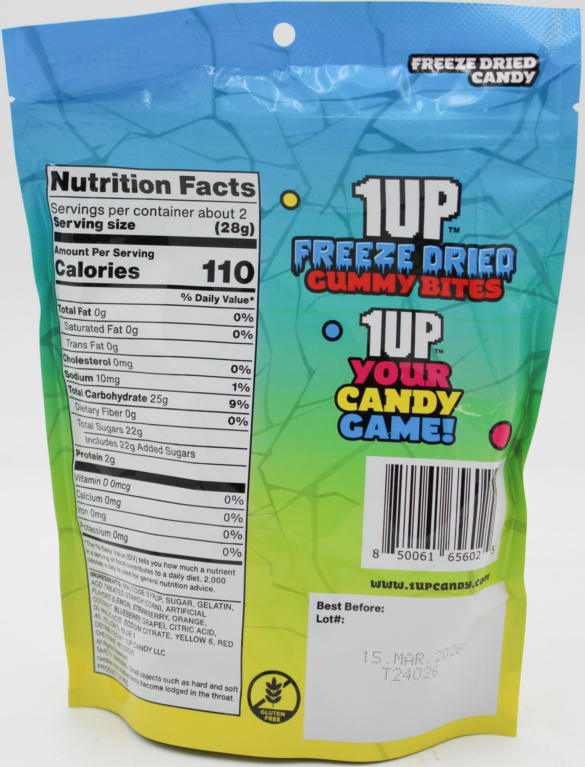 1UP FREEZE DRIED GUMMY BITES 2 oz BB  3/15/26