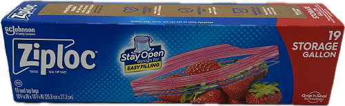 ZIPLOC STAND UP STAY OPEN STORAGE GALLON 19ct US