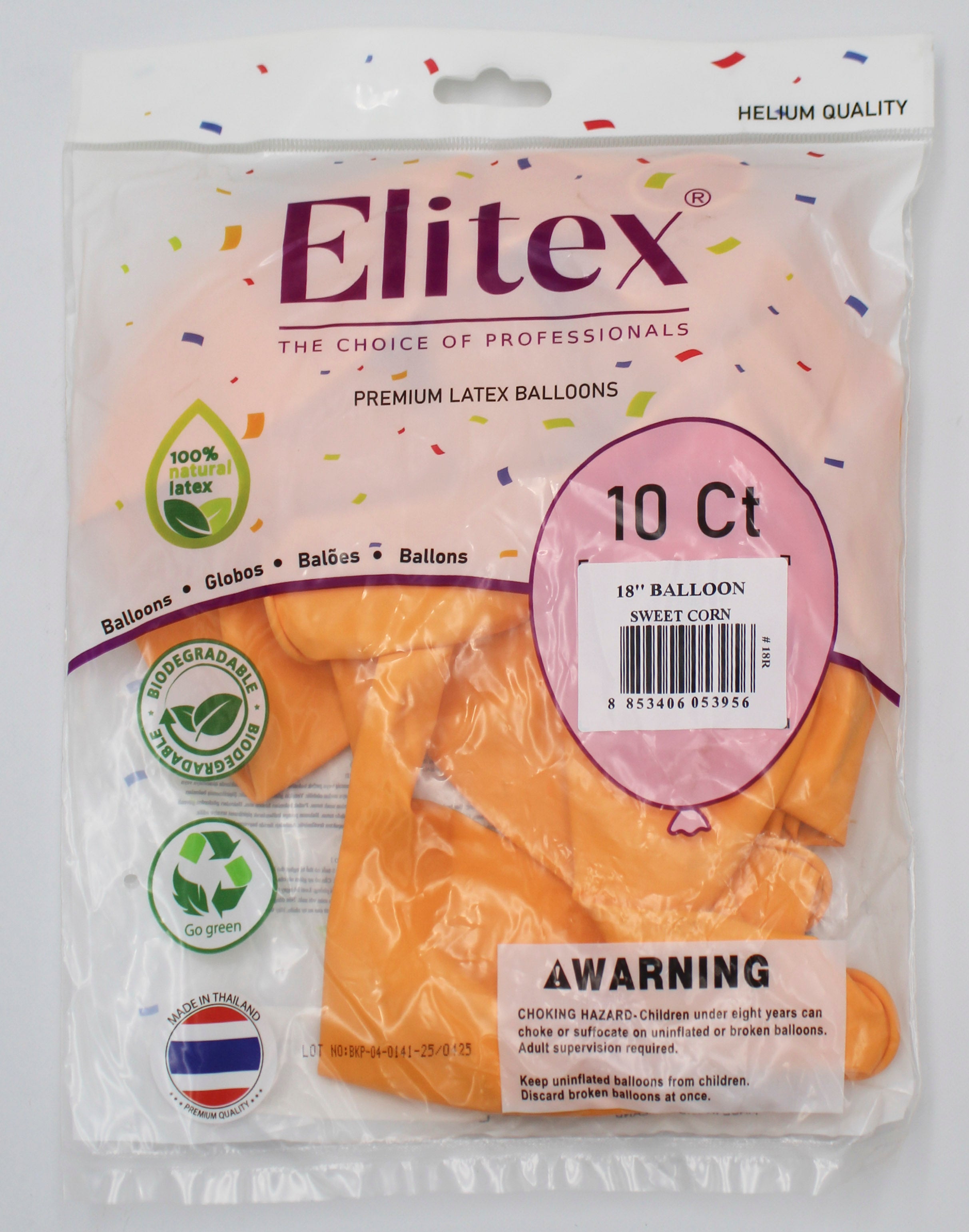 ELITEX 18" SWEET CORN ROUND BALLOON, 10 PACK