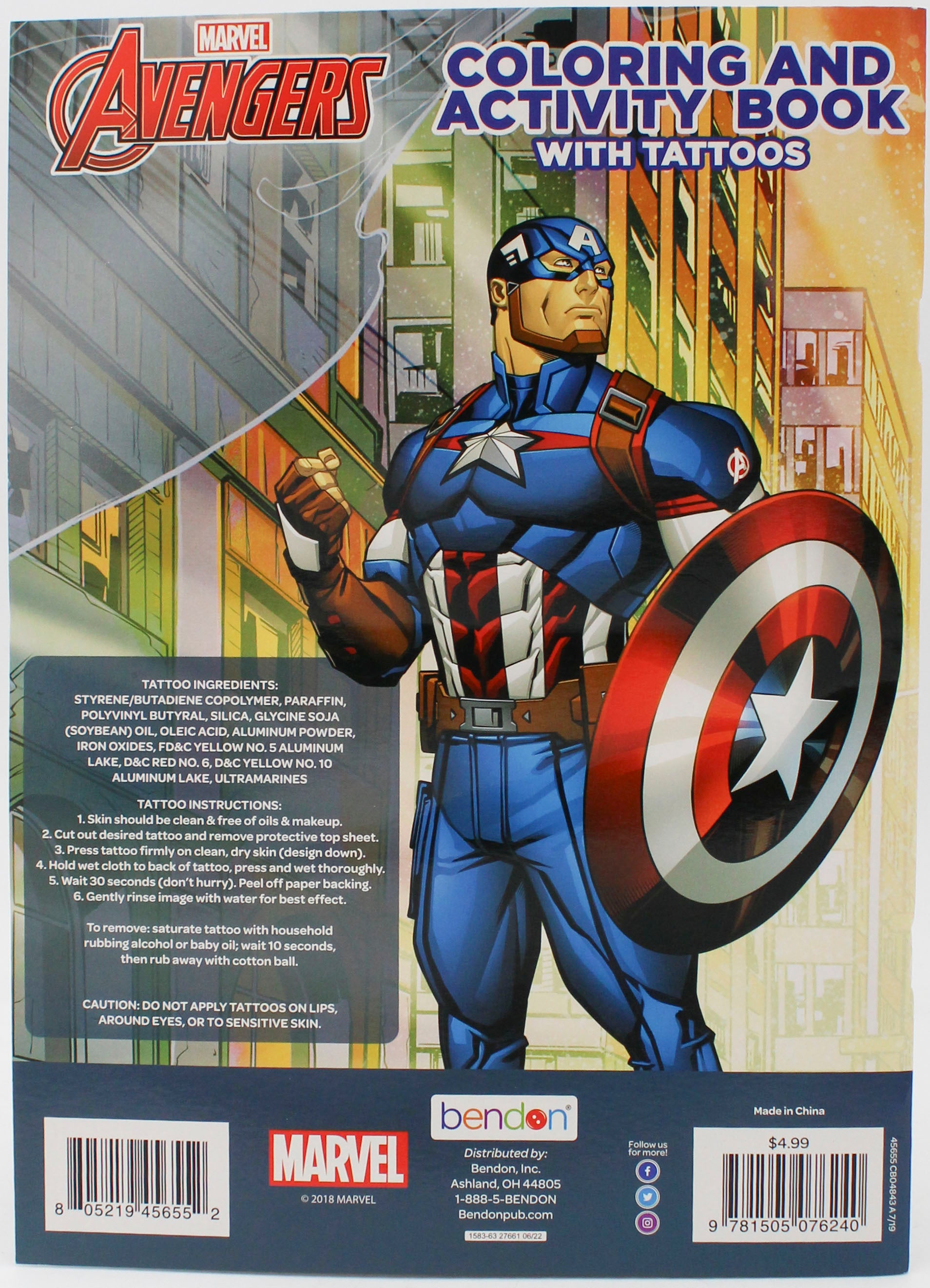 BENDON AVENGERS ACTIVITY AND COLORING  BOOK W/TATTOOS PP$4.99