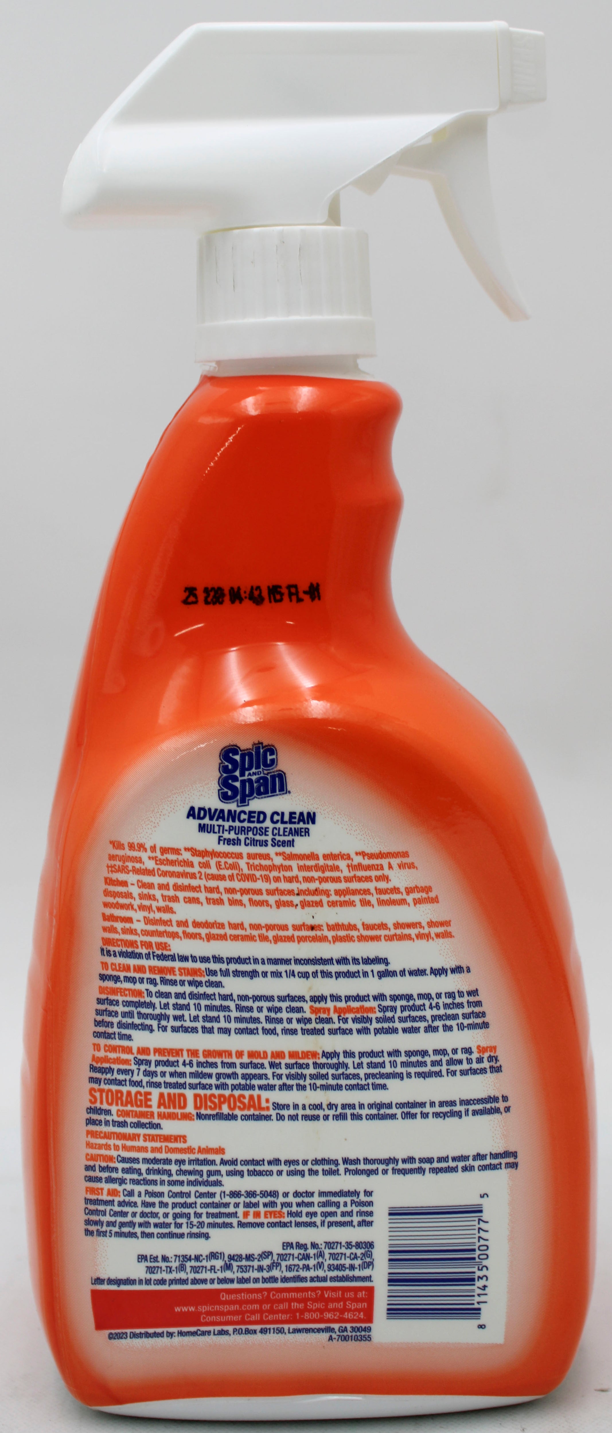 SPIC & SPAN ADVANCED CLEANING SPRAY CITRUS SCENT 32oz. NI